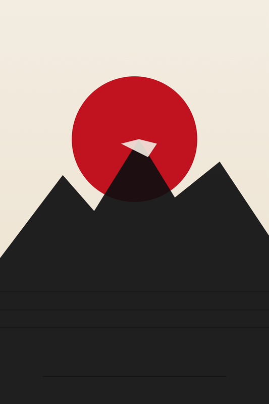 Get Chungus canvas — Japandi mountain sunrise artwork, portrait, 100 x 150cm gallery print